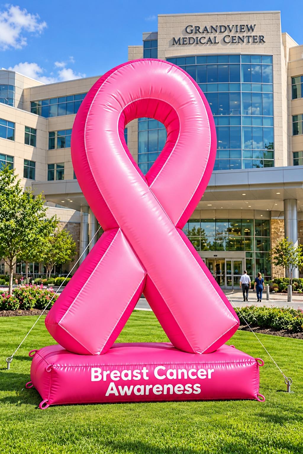 YardCards.us Breast Cancer Awareness inflatable display